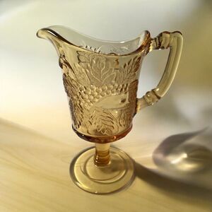 Rare Original Vintage 1958-1987 Modern Amber Art Glass Pitcher Large Creamer